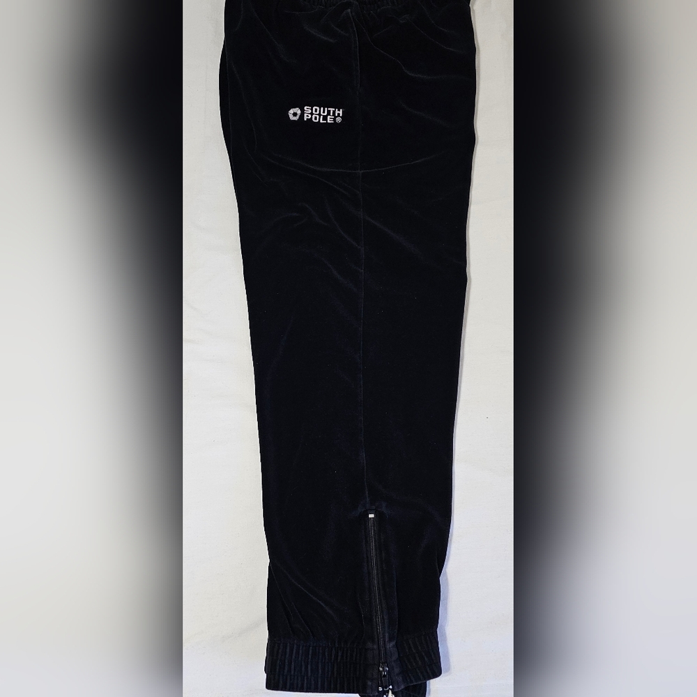 South Pole Velour Tracksuit Set XXL Black Full Zip Y2K Streetwear Jogger Set - Picture 7 of 11